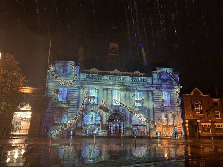 Video Assistant, Moonfolk and the Light, Crewe Municipal Buildings, 2022, Photo by Ryan Samuel Davies